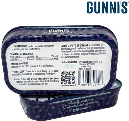 Show full view: Gunnis Taste of Iceland Arctic Char & Cod Liver Recipe Wet Cat Food Topper, 3-oz can, case of 17 slide 3 of 5