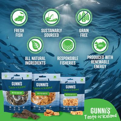 Show full view: Gunnis Taste of Iceland Wolffish Skin Chips Dehydrated Dog Treats, 9-oz bag slide 5 of 5