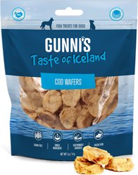 Gunnis Taste of Iceland Cod Wafers Dehydrated Dog Treats, 5-oz bag