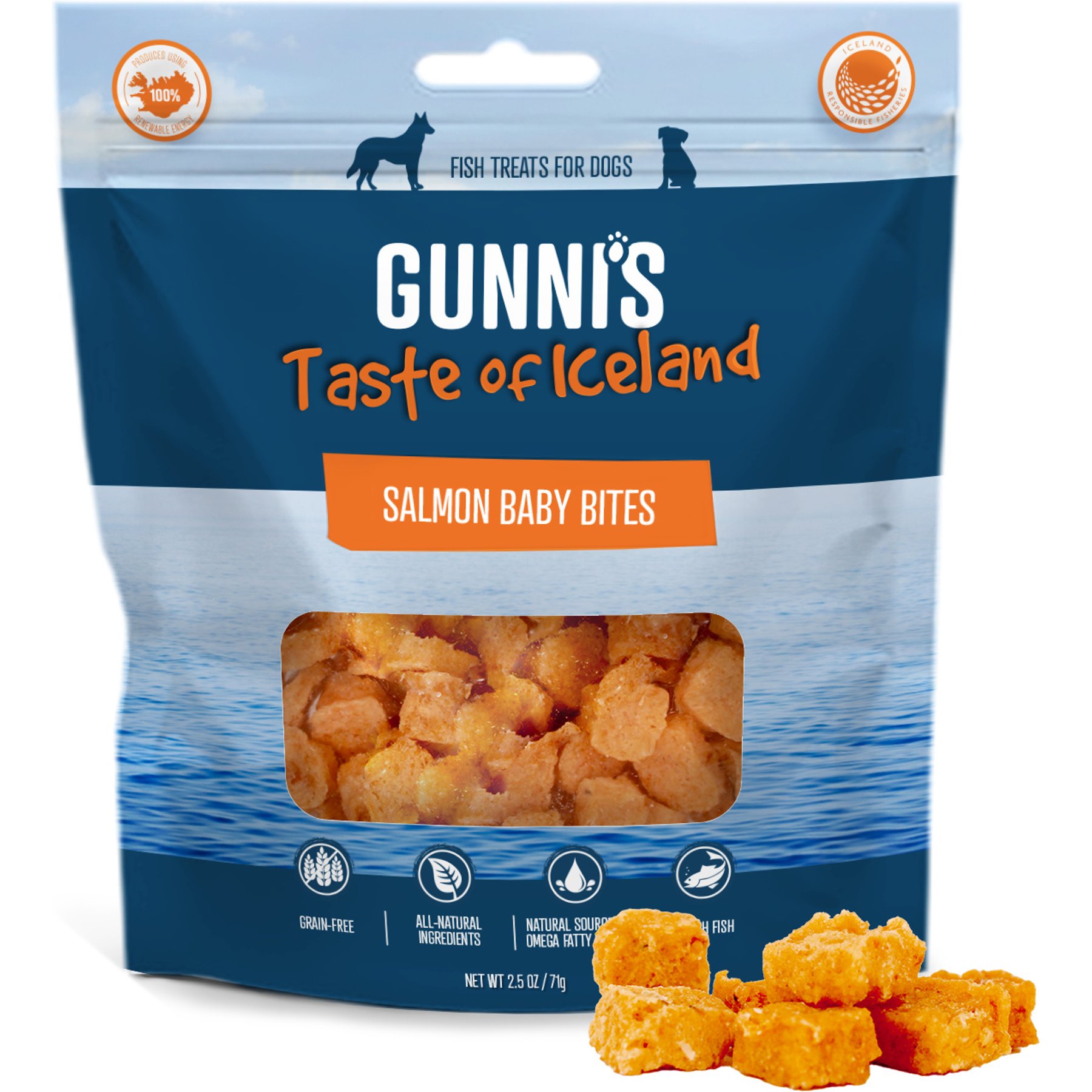 Gunnis Taste of Iceland Salmon Baby Bites Dehydrated Dog Treats, 2.5-oz bag