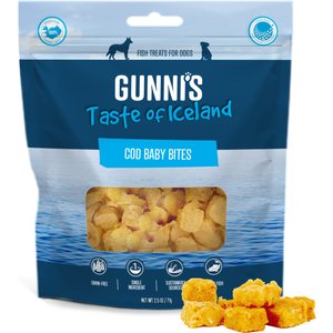 Gunnis Taste of Iceland Cod Baby Bites Dehydrated Dog Treats, 2.5-oz bag