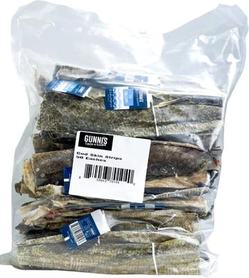 Show full view: Gunnis Taste of Iceland Cod Skin Strips Dog Natural Chew Treats, 50 count slide 3 of 4