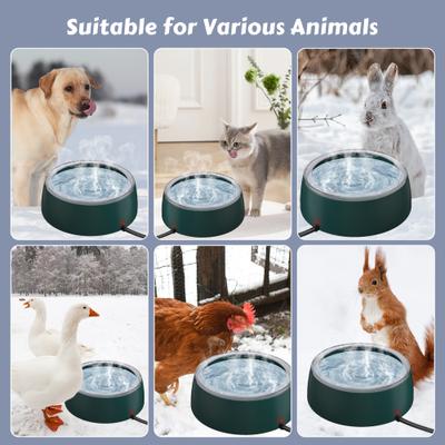 Show full view: UPSKY Outdoor Waterproof Smart Heated Non-Skid Acrylonitrile Butadiene Styrene Slow Feeder Dog & Cat Water Bowl with Chew Resistant Cord, Green, Large: 3-L slide 7 of 8