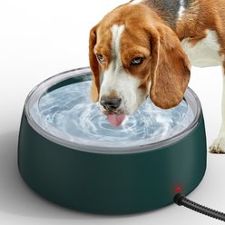 UPSKY Outdoor Waterproof Smart Heated Non-Skid Acrylonitrile Butadiene Styrene Slow Feeder Dog & Cat Water Bowl with Chew Resistant Cord, Green, Large: 3-L