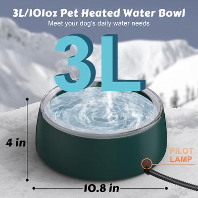 Show full view: UPSKY Outdoor Waterproof Smart Heated Non-Skid Acrylonitrile Butadiene Styrene Slow Feeder Dog & Cat Water Bowl with Chew Resistant Cord, Green, Large: 3-L slide 2 of 8