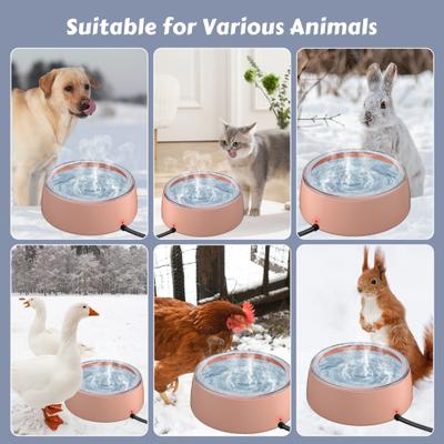 Show full view: UPSKY Outdoor Waterproof Smart Heated Non-Skid Acrylonitrile Butadiene Styrene Slow Feeder Dog & Cat Water Bowl with Chew Resistant Cord, Pink, Large: 3-L slide 7 of 8