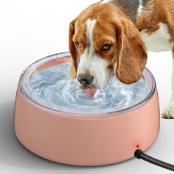UPSKY Outdoor Waterproof Smart Heated Non-Skid Acrylonitrile Butadiene Styrene Slow Feeder Dog & Cat Water Bowl with Chew Resistant Cord, Pink, Large: 3-L
