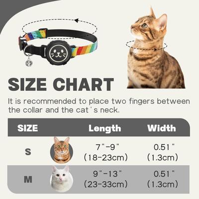 Show full view: Supet Airtag Cat Collar with Soft Padding, Rainbow, Small: 7 to 9-in neck, 0.51-in wide slide 7 of 8