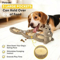 Petbobi Interactive Enrichment Puzzle Squirrel Squeaky Plush Dog Toy with Treat Pockets, Gray slide 2 of 7