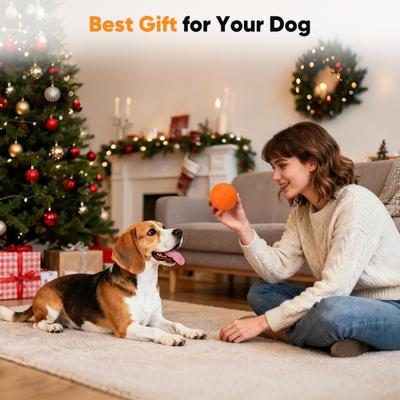 Show full view: Petbobi Basketball Design Ultra Durable Foam Rechargeable Vibrating Chew Ball Dog Toy, Orange slide 9 of 9