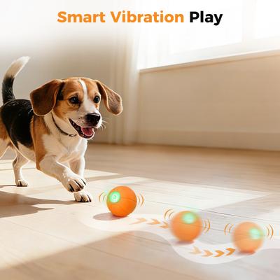 Show full view: Petbobi Basketball Design Ultra Durable Foam Rechargeable Vibrating Chew Ball Dog Toy, Orange slide 3 of 9