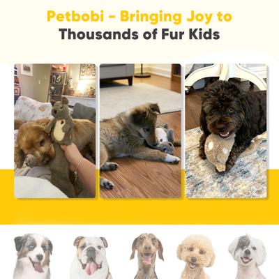 Show full view: Petbobi Interactive Enrichment Puzzle Squirrel Squeaky Plush Dog Toy with Treat Pockets, Gray slide 7 of 7