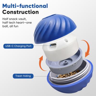 Show full view: Petbobi Interactive Rechargeable Automatic Bouncing Treat Dispensing Ball Dog Toy, Blue slide 4 of 7