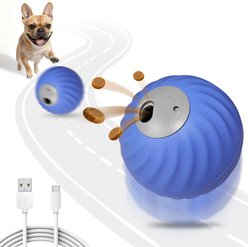 Petbobi Interactive Rechargeable Automatic Bouncing Treat Dispensing Ball Dog Toy, Blue