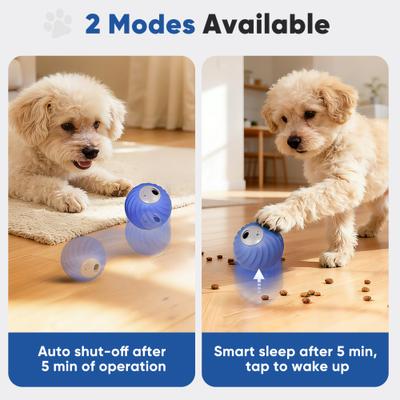 Show full view: Petbobi Interactive Rechargeable Automatic Bouncing Treat Dispensing Ball Dog Toy, Blue slide 3 of 7