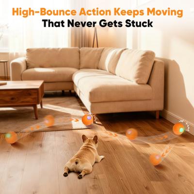 Show full view: Petbobi Basketball Design Ultra Durable Foam Rechargeable Vibrating Chew Ball Dog Toy, Orange slide 4 of 9