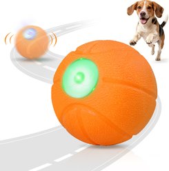 Petbobi Basketball Design Ultra Durable Foam Rechargeable Vibrating Chew Ball Dog Toy, Orange