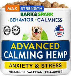 Bark&Spark Hemp Bacon Flavored Soft Chew Anxiety & Stress Relief Treats Calming Support Supplement for Dogs, 60 count