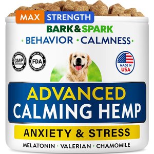 Bark&Spark Hemp Bacon Flavored Soft Chew Anxiety & Stress Relief Treats Calming Support Supplement for Dogs, 60 count