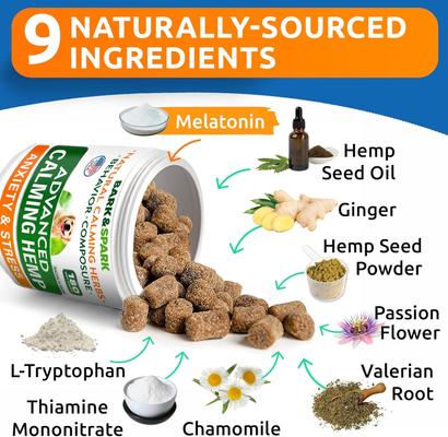 Show full view: Bark&Spark Hemp Bacon Flavored Soft Chew Anxiety & Stress Relief Treats Calming Support Supplement for Dogs, 180 count slide 5 of 9