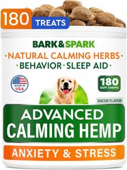 Bark&Spark Hemp Bacon Flavored Soft Chew Anxiety & Stress Relief Treats Calming Support Supplement for Dogs, 180 count