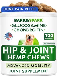 Bark&Spark Hemp Bacon Flavored Soft Chew Hip & Joint Supplement for Dogs, 120 count