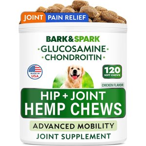 Bark&Spark Hemp Chicken Flavored Soft Chew Hip & Joint Supplement for Dogs, 120 count