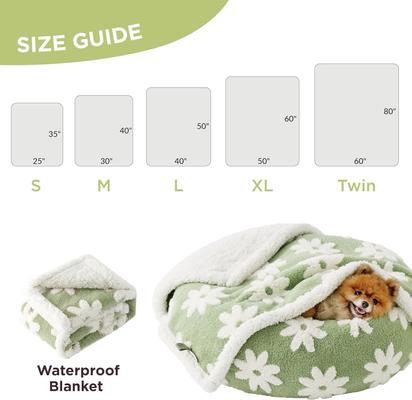 Show full view: Lesure Waterproof Calming Double-Sided Jacquard Shag & Soft Sherpa Fleece Furniture Protector Dog & Cat Blanket, Green, Small slide 8 of 11
