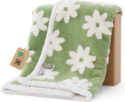 Lesure Waterproof Calming Double-Sided Jacquard Shag & Soft Sherpa Fleece Furniture Protector Dog & Cat Blanket, Green, Small