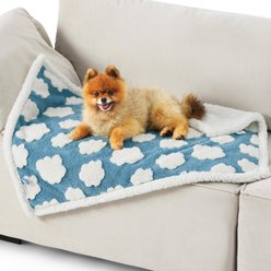 Lesure Waterproof Calming Double-Sided Jacquard Shag & Soft Sherpa Fleece Furniture Protector Dog & Cat Blanket, Blue, Small slide 2 of 8