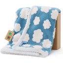 Lesure Waterproof Calming Double-Sided Jacquard Shag & Soft Sherpa Fleece Furniture Protector Dog & Cat Blanket, Blue, Small
