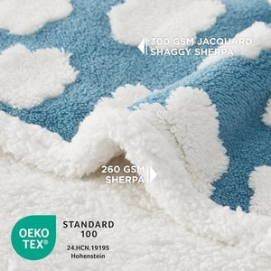 Lesure Waterproof Calming Double-Sided Jacquard Shag & Soft Sherpa Fleece Furniture Protector Dog & Cat Blanket, Blue, Small