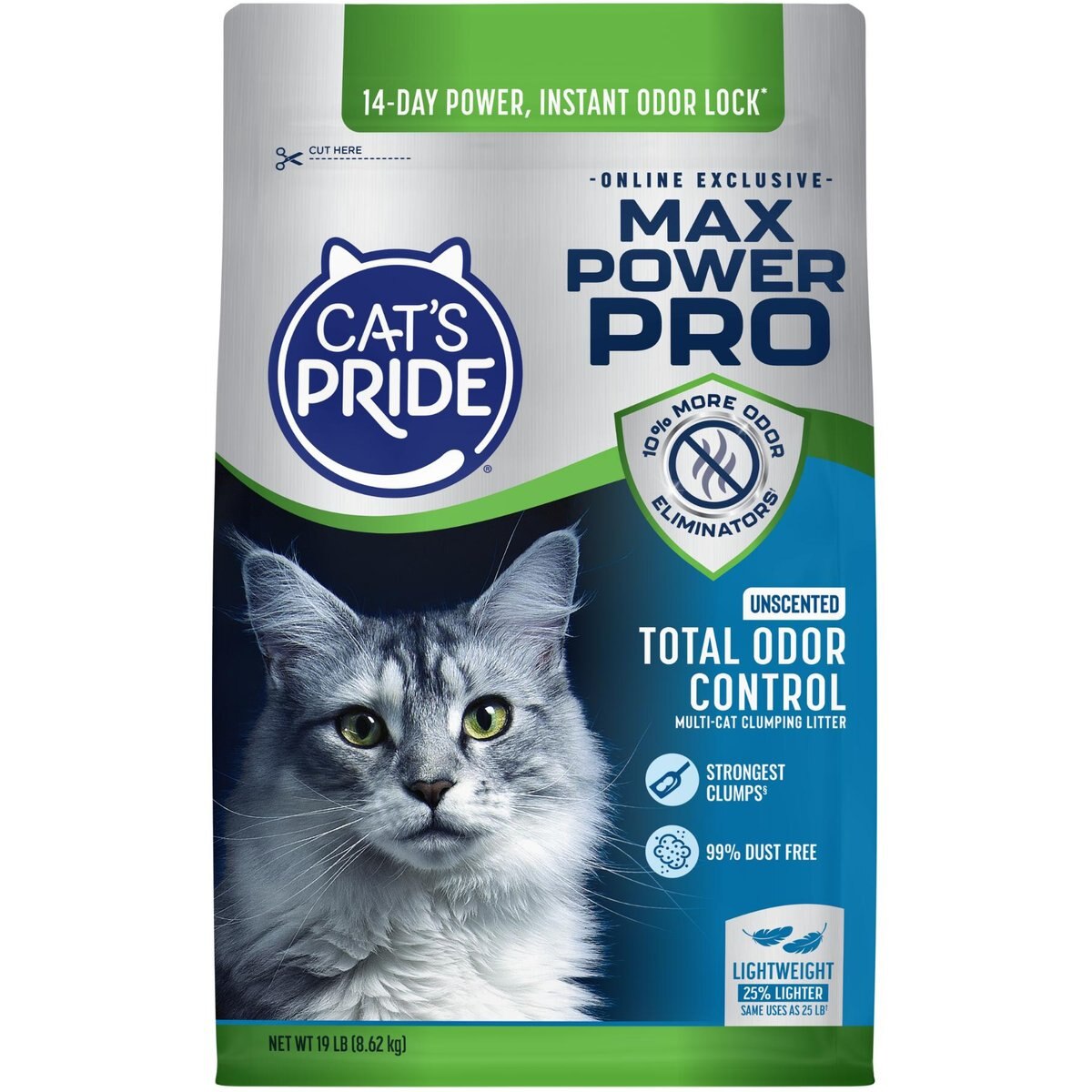 Cat's Pride Max Power PRO Online Exclusive Total Odor Control Unscented Multi-Cat Clumping Litter, 19-lb bag