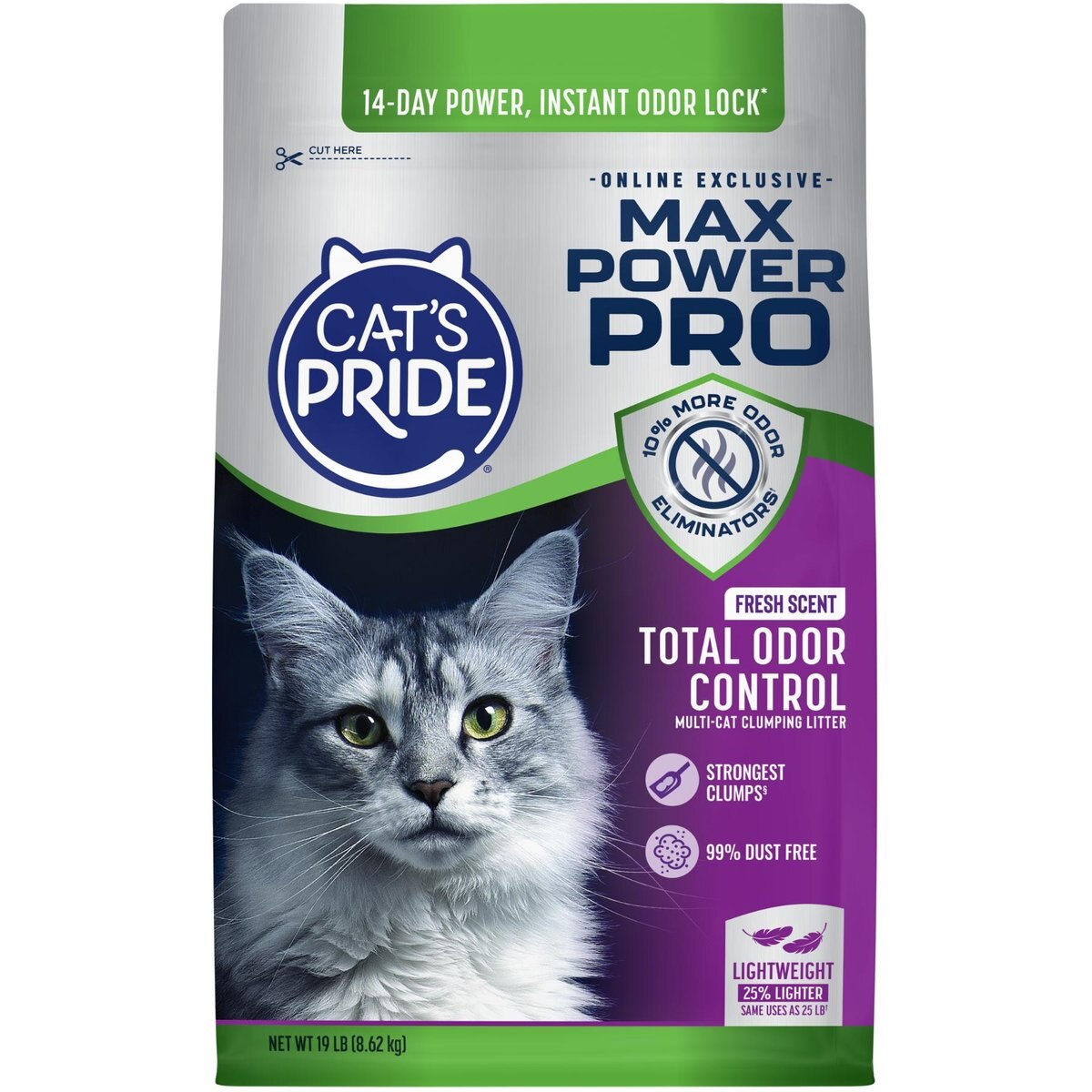 Cat's Pride Max Power PRO Online Exclusive Total Odor Control Fresh Scent Multi-Cat Clumping Litter, 19-lb bag