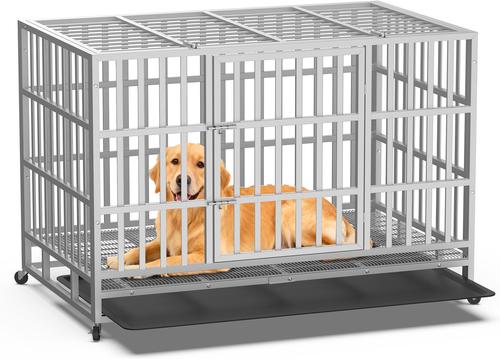 Show full view: Xbrigh Heavy Duty Indestructible Escape Proof Steel Dog Crate, Silver, Large: 48-in slide 2 of 9