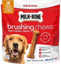 Milk-Bone Original Brushing Chews Large Chicken Flavor Daily Dental Dog Treats, 18 count
