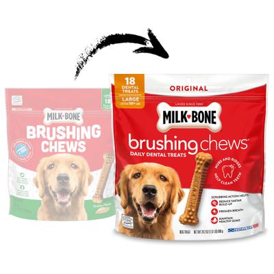 Show full view: Milk-Bone Original Brushing Chews Large Chicken Flavor Daily Dental Dog Treats, 18 count slide 3 of 10
