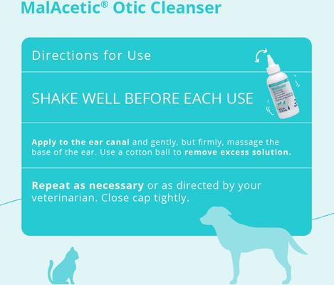 Show full view: MalAcetic Otic Cleanser for Dogs & Cats, 8-fl oz bottle slide 5 of 9