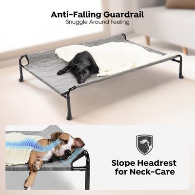 Show full view: Veehoo Cooling Elevated Dog Bed with Guardrail & Headrest, Black Sliver, Medium slide 4 of 11