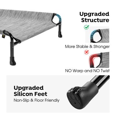 Show full view: Veehoo Cooling Elevated Dog Bed with Guardrail & Headrest, Black Sliver, Medium slide 6 of 11