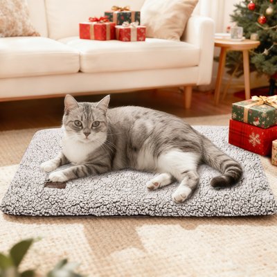 Mora Pets Mora Pets Self-Warming Cat Bed with Removable Cover, Light Grey, Small