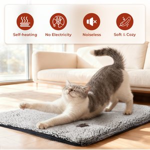 Mora Pets Self-Warming Cat Bed with Removable Cover, Light Grey, Small