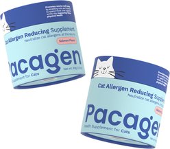 Pacagen Salmon Flavored Powder Allergen Reducing Supplement for Cats, 2 count