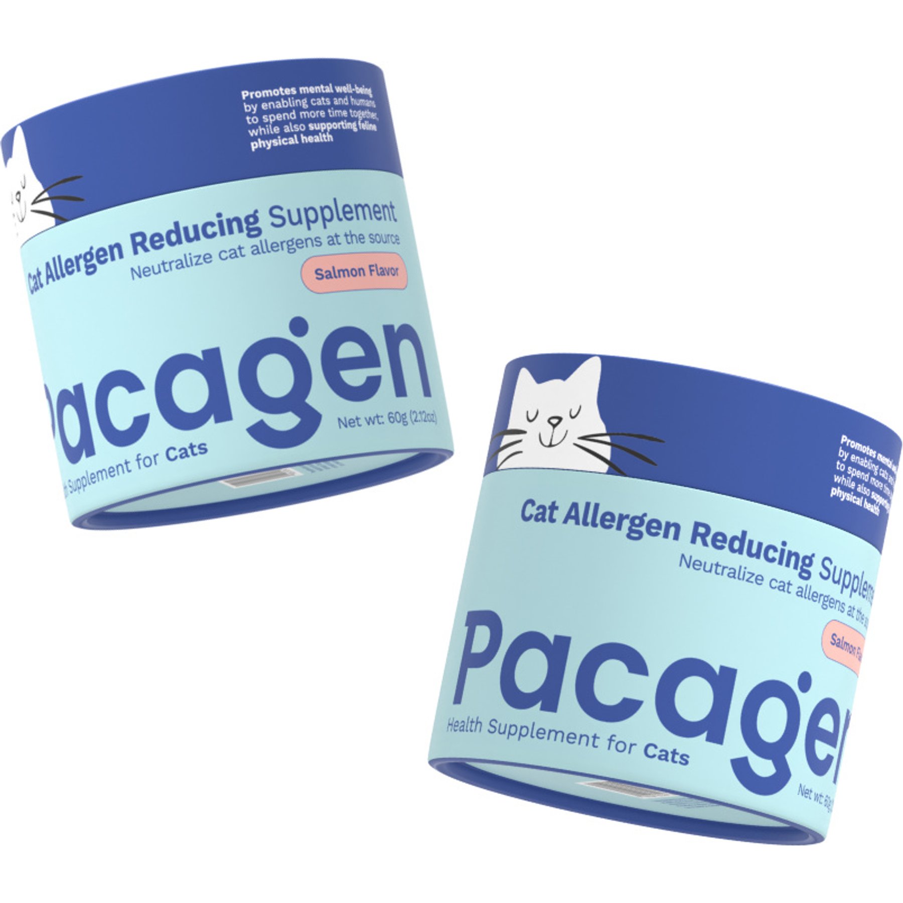 Pacagen Salmon Flavored Powder Allergen Reducing Supplement for Cats, 2 count