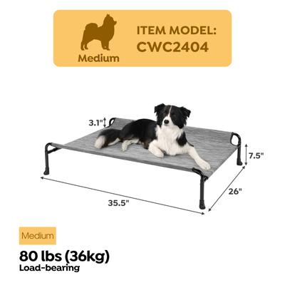 Show full view: Veehoo Cooling Elevated Dog Bed with Guardrail & Headrest, Black Sliver, Medium slide 2 of 11
