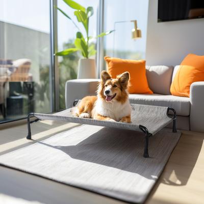 Show full view: Veehoo Cooling Elevated Dog Bed with Guardrail & Headrest, Black Sliver, Medium slide 3 of 11