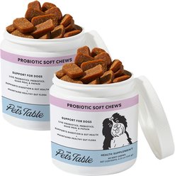 The Pets Table Probiotic Duck Flavored Soft Chew Gut Health & Digestion Aid Supplement for Dogs, 120 count bundle