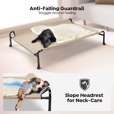 Show full view: Veehoo Cooling Elevated Dog Bed with Guardrail & Headrest, Beige Coffee, Medium slide 4 of 11