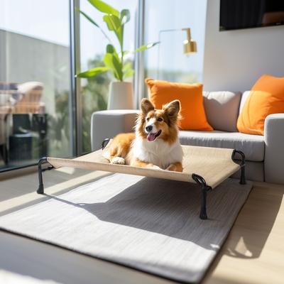 Show full view: Veehoo Cooling Elevated Dog Bed with Guardrail & Headrest, Beige Coffee, Medium slide 3 of 11