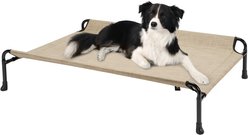 Veehoo Cooling Elevated Dog Bed with Guardrail & Headrest, Beige Coffee, Medium
